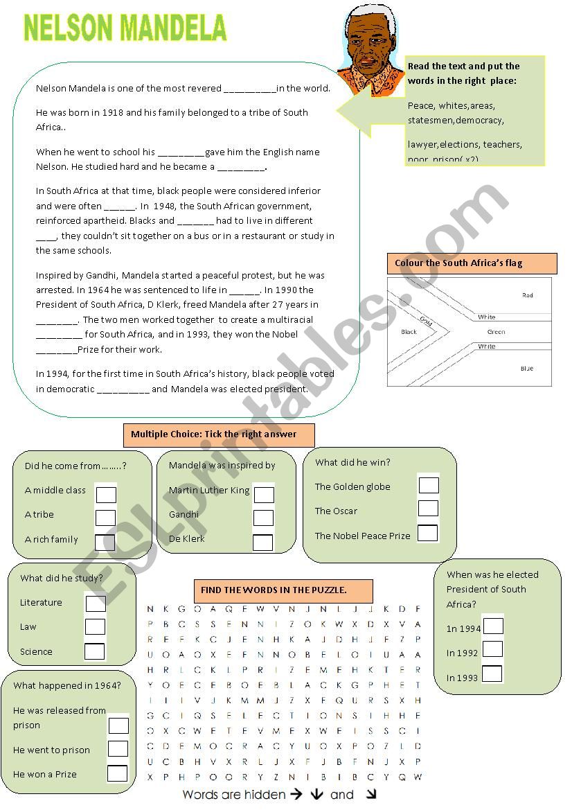 NELSON MANDELA worksheet