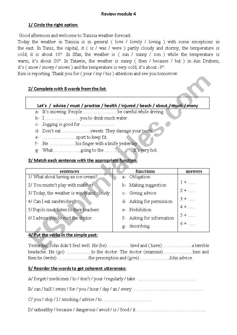 review module 4 worksheet