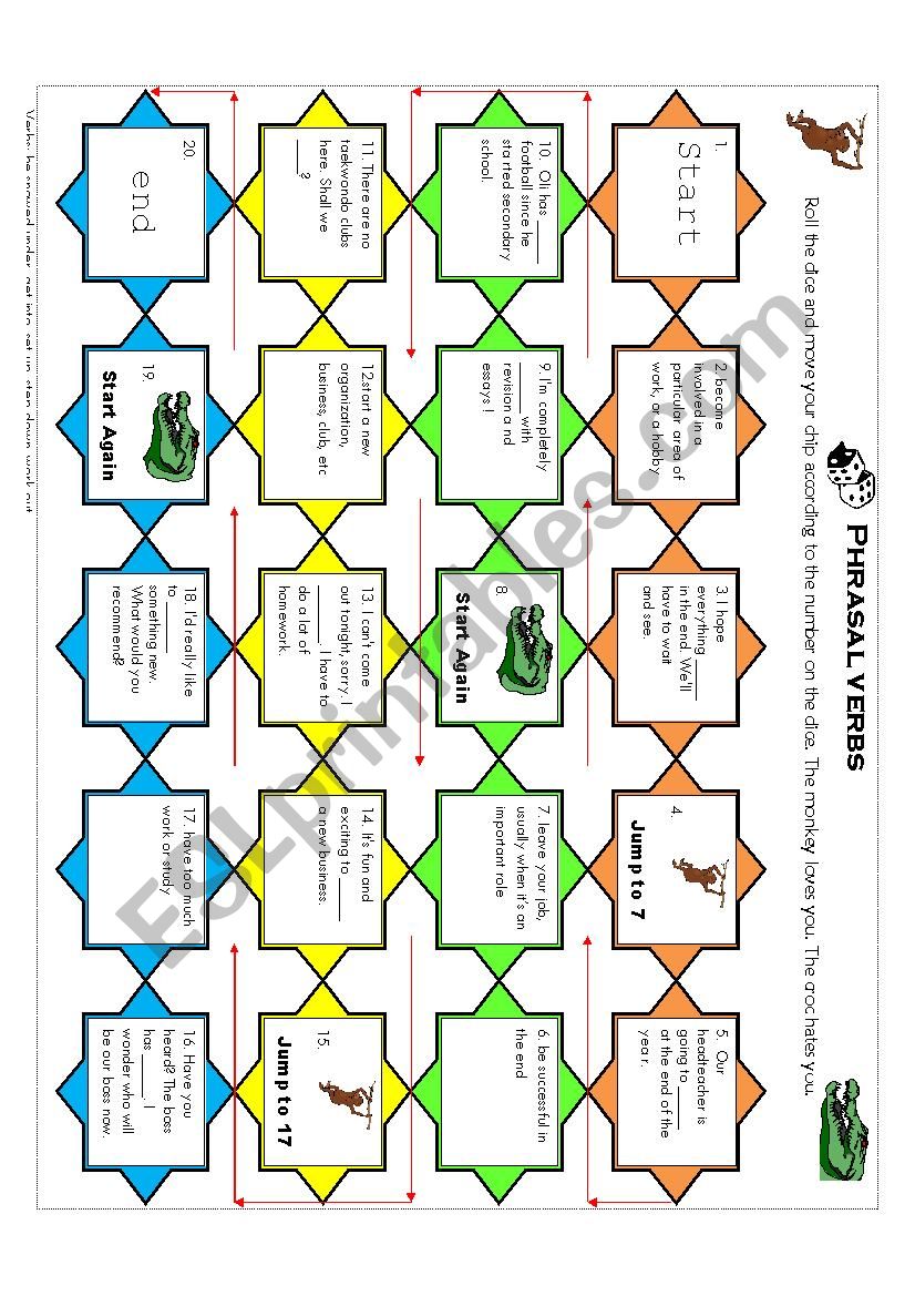 Phrasal verbs board game and discussion