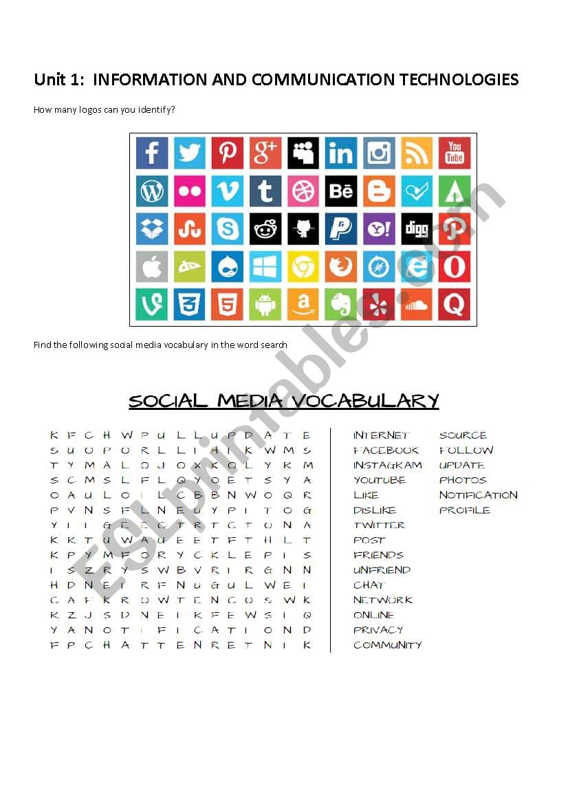 Social media introduction worksheet