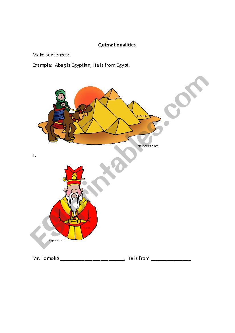 Nationalities worksheet