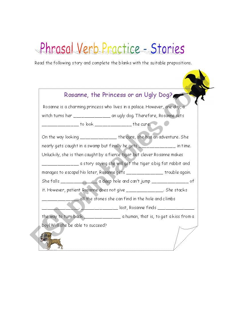 Phrasal Verb in a story worksheet