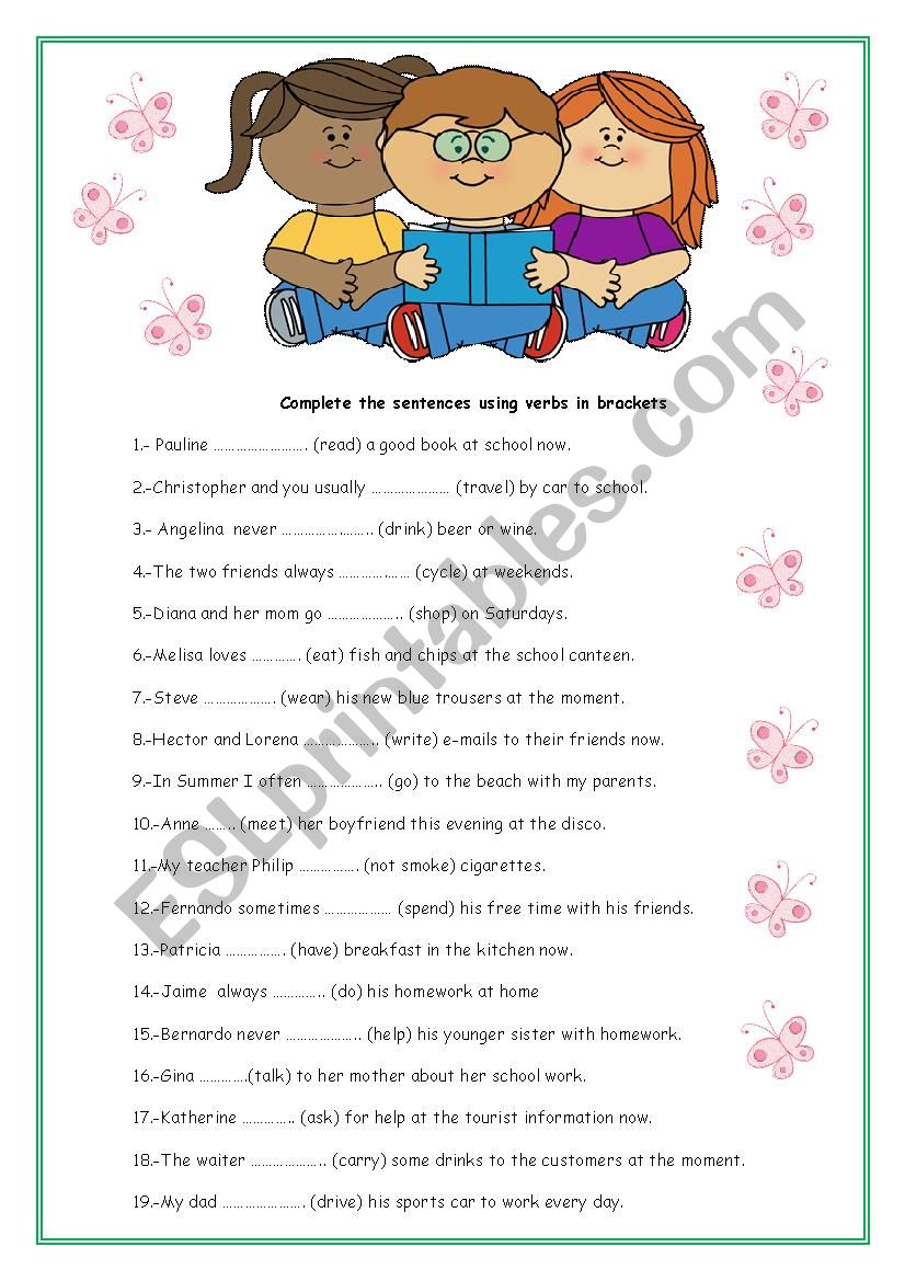 Present Simple and Continuous worksheet