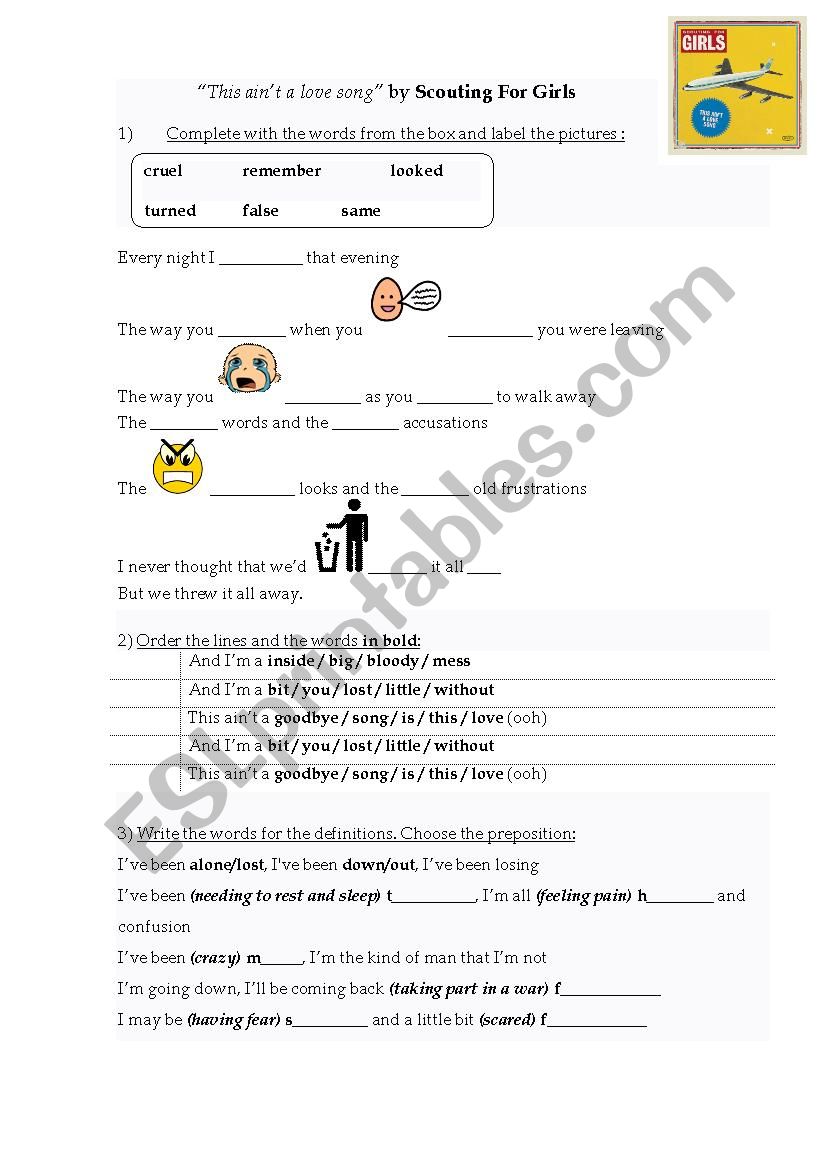 This aint a love song worksheet