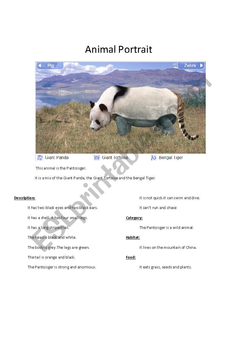 Animal Portrait worksheet