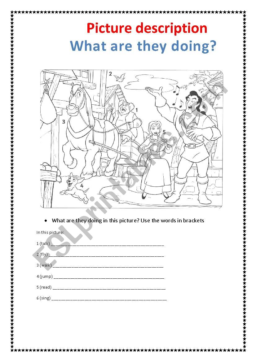 beauty beast present cont. worksheet