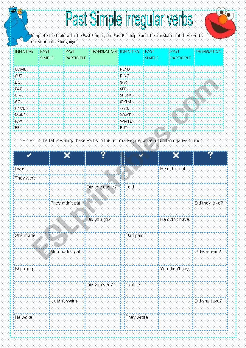 Past Simple of irregular verbs