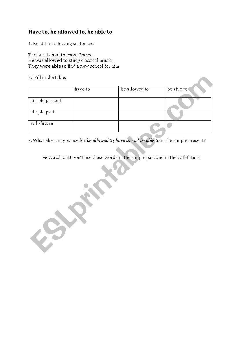 Modals and Substitutes worksheet