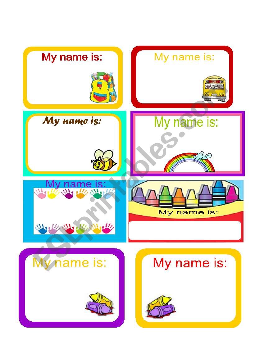 name tags worksheet