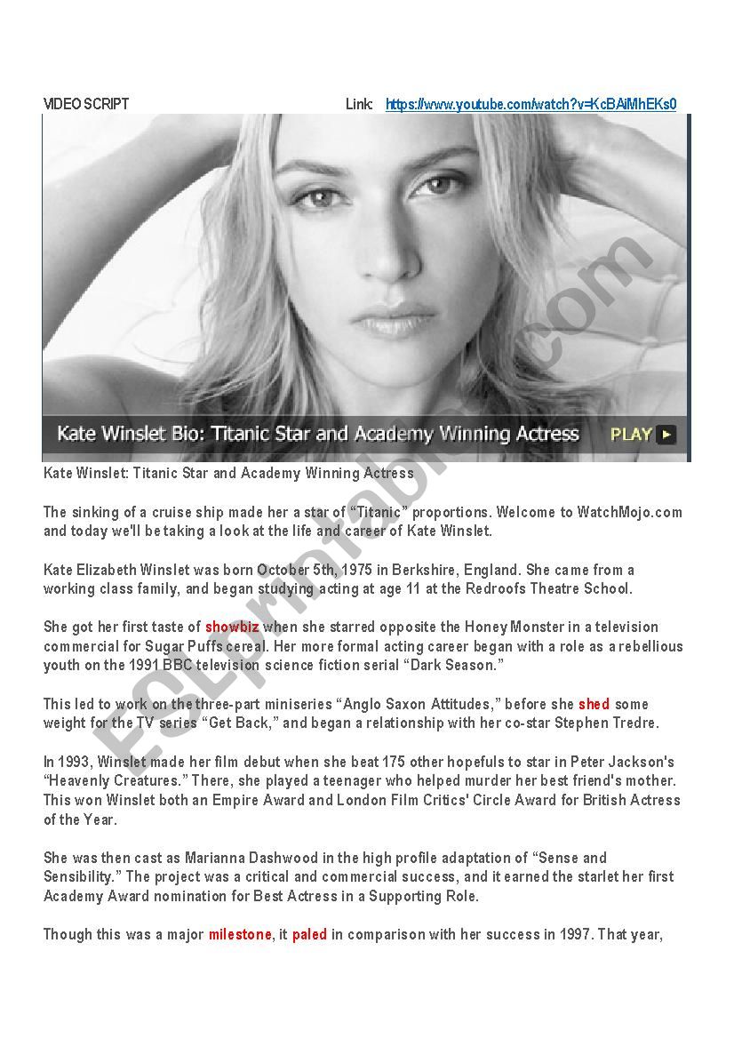 Kate Winslet Biography and Advice