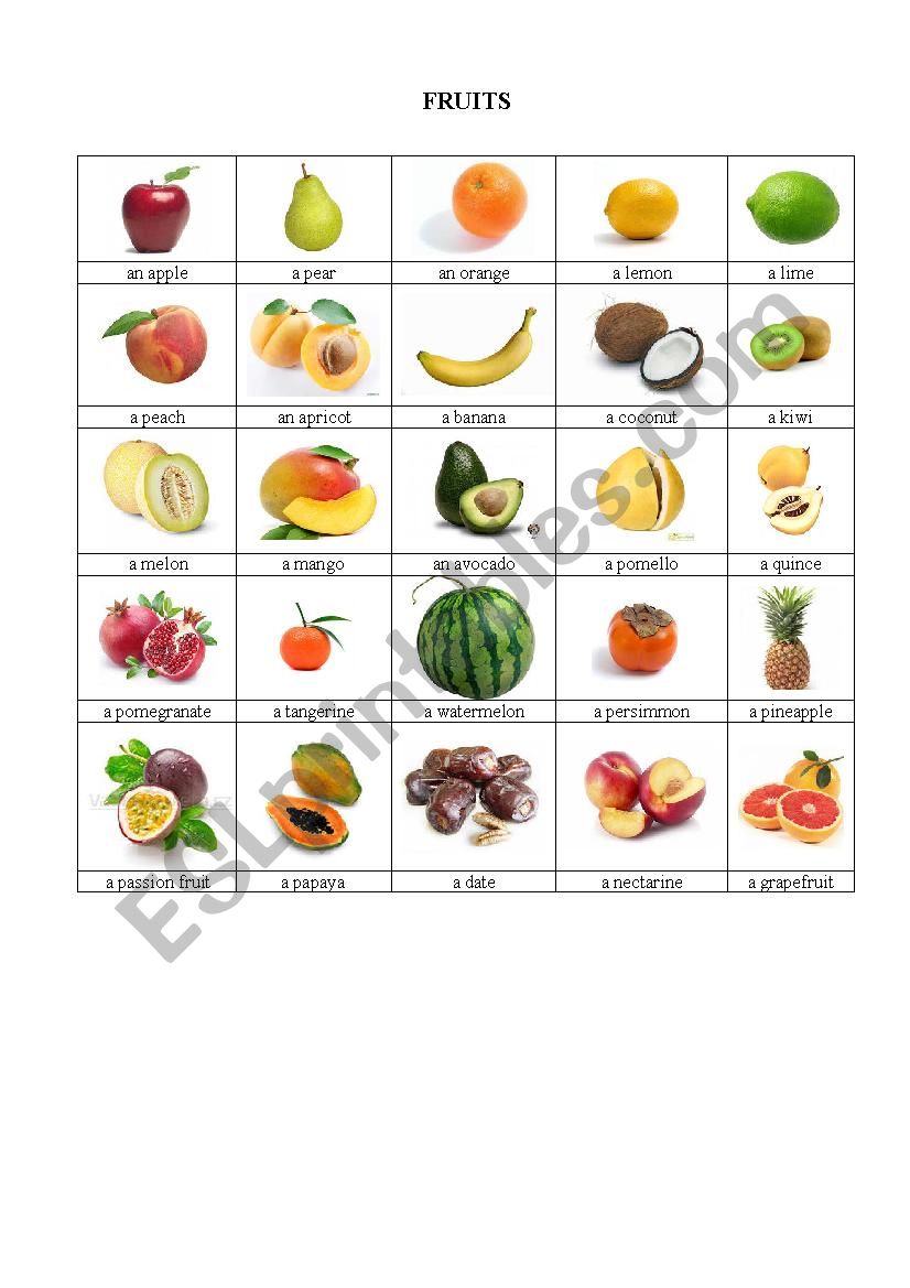 Fruits worksheet