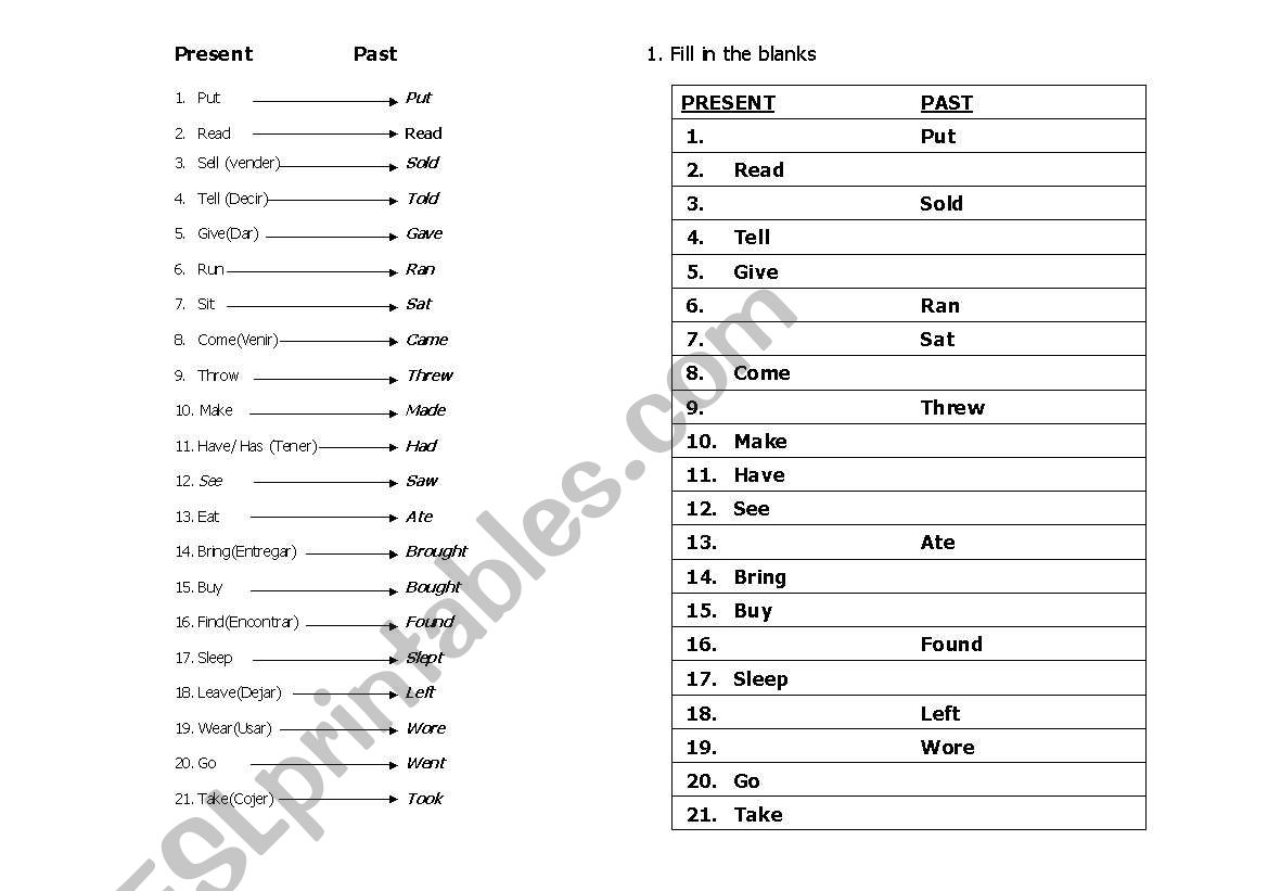 simple past worksheet