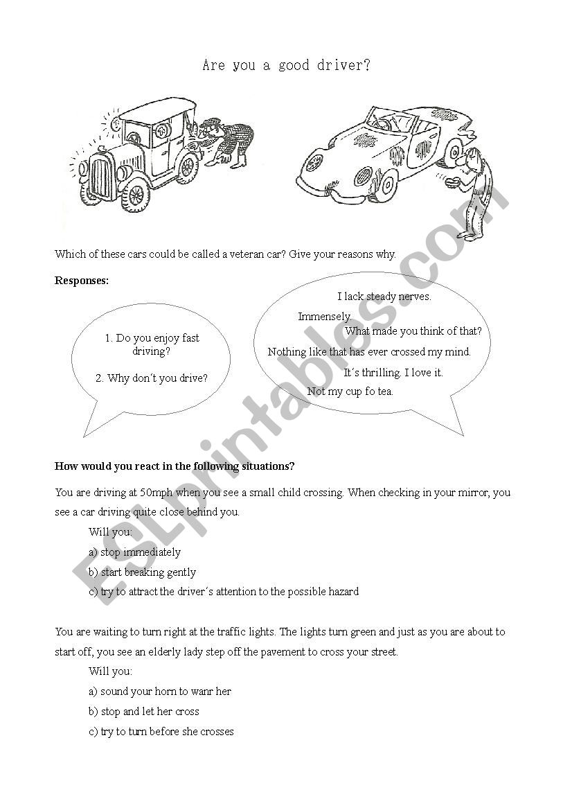 Are you a good driver? worksheet