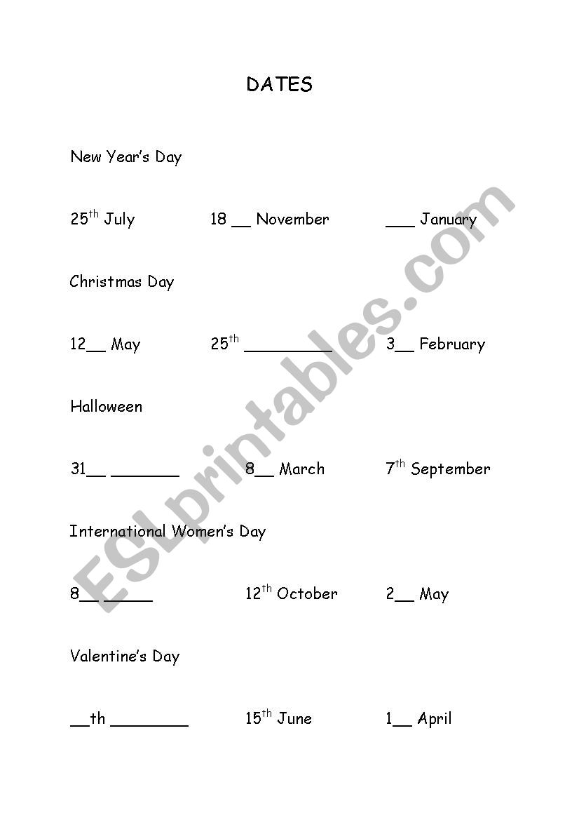 Ordinal Numbers worksheet