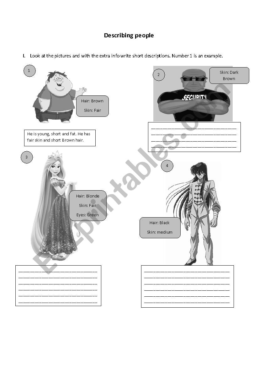 Describing people worksheet