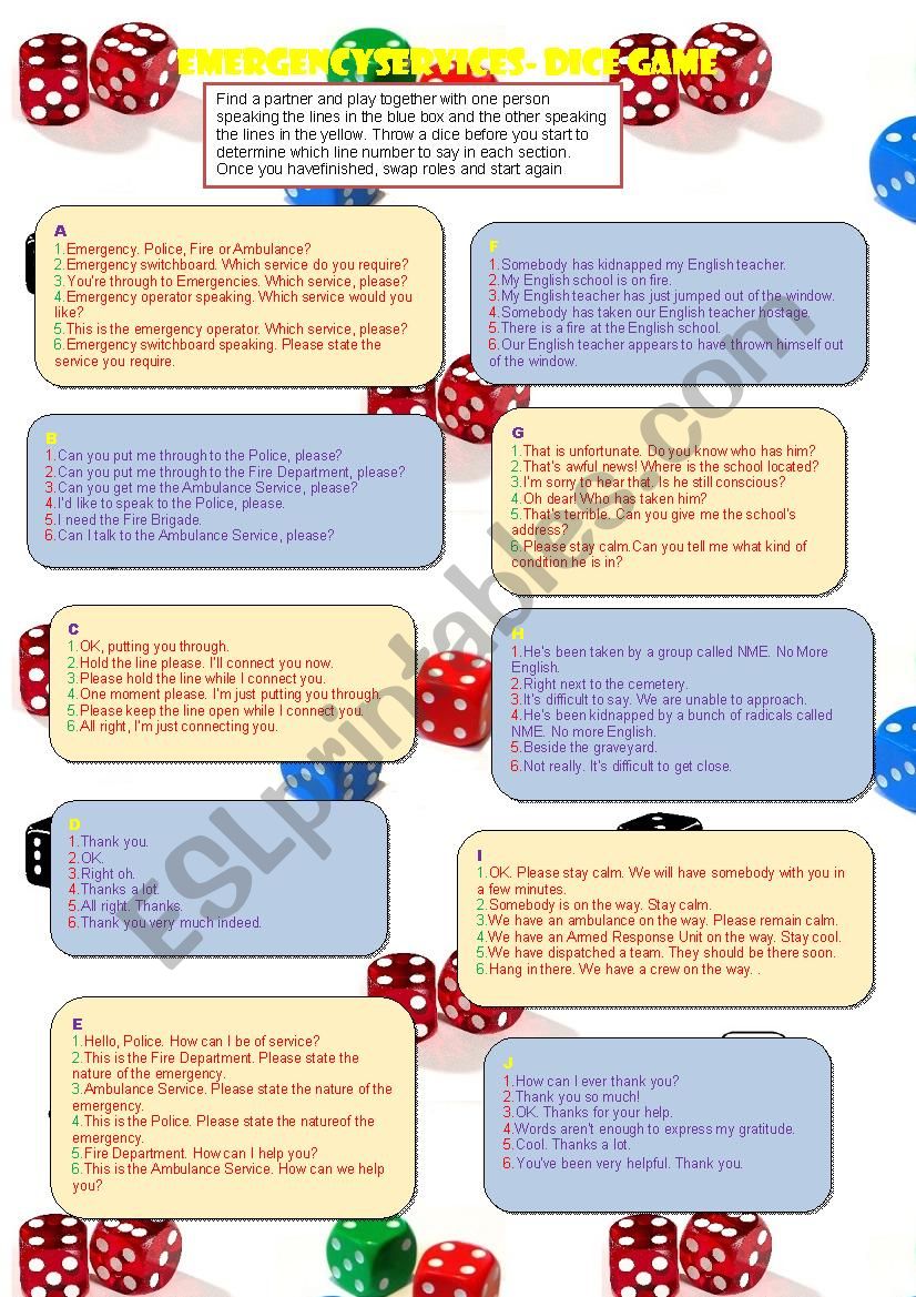 Emergency Switchboard Dice-game