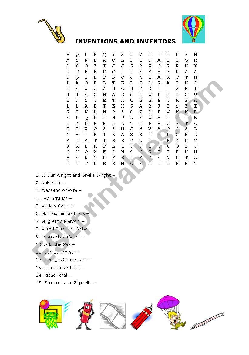 inventions crossword worksheet