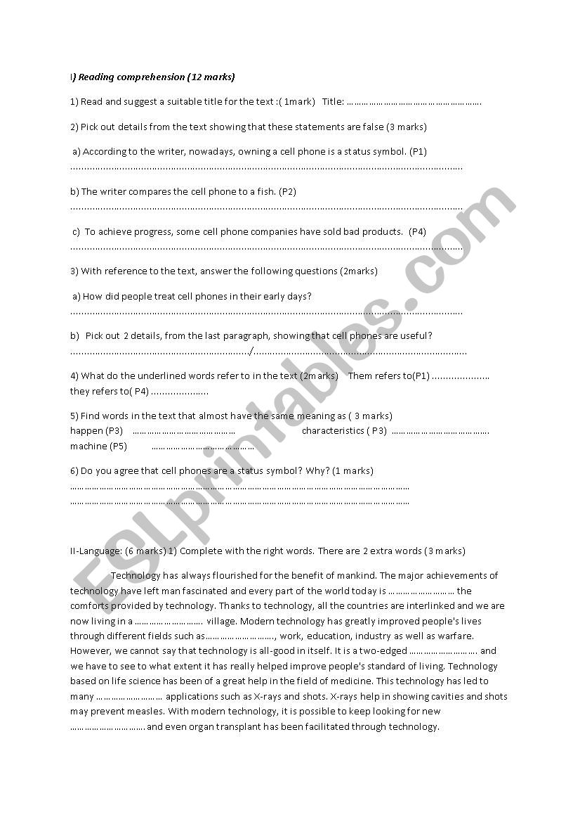 Full-term test (mock exam)  worksheet