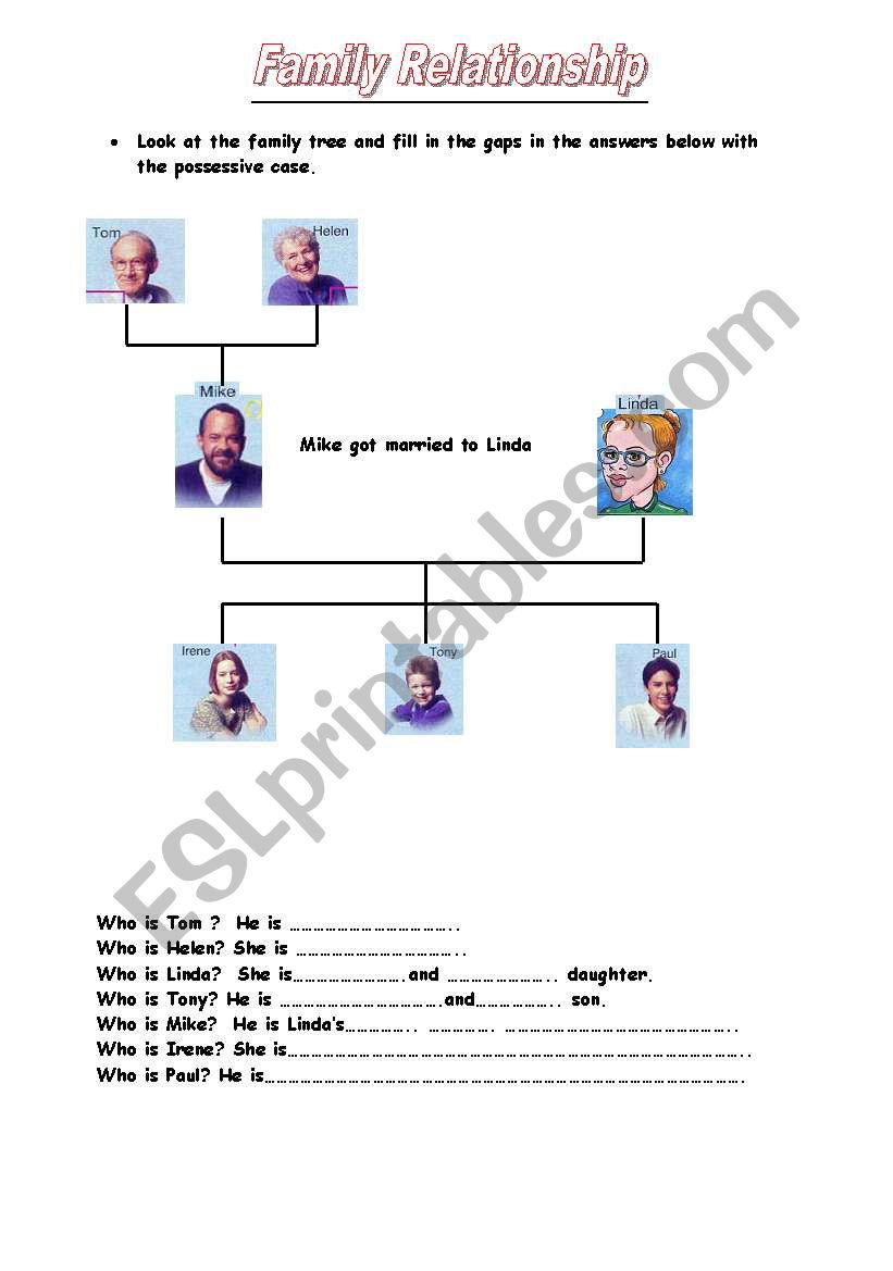 Family relationship worksheet