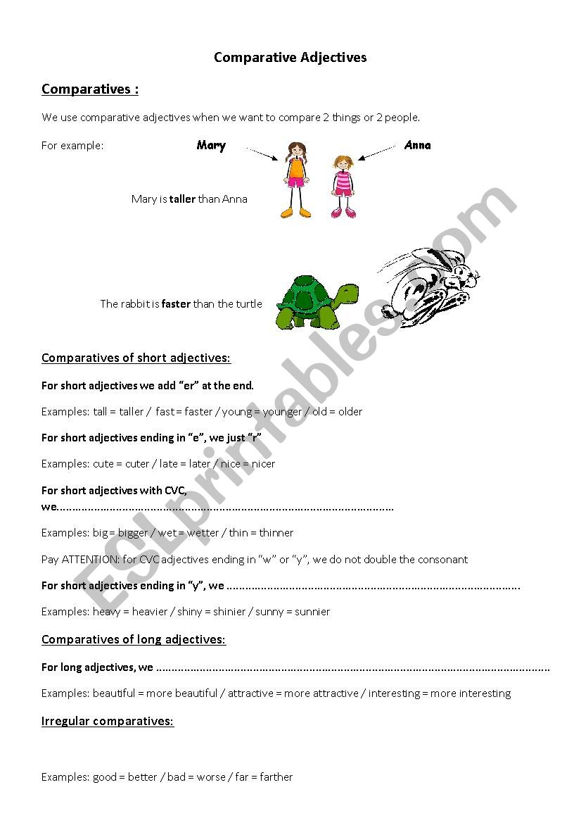 Comparative Adjectives worksheet