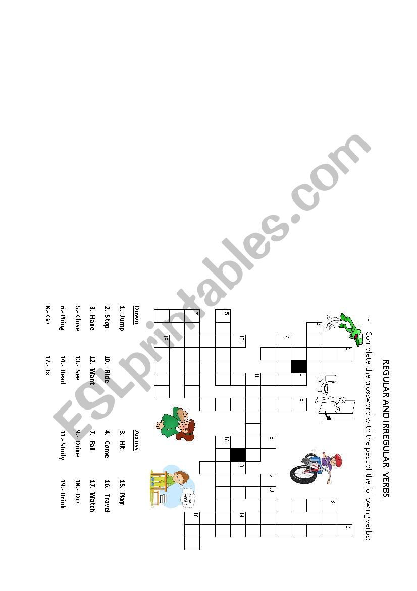 Regular and Irregular Verbs - CROSSWORD