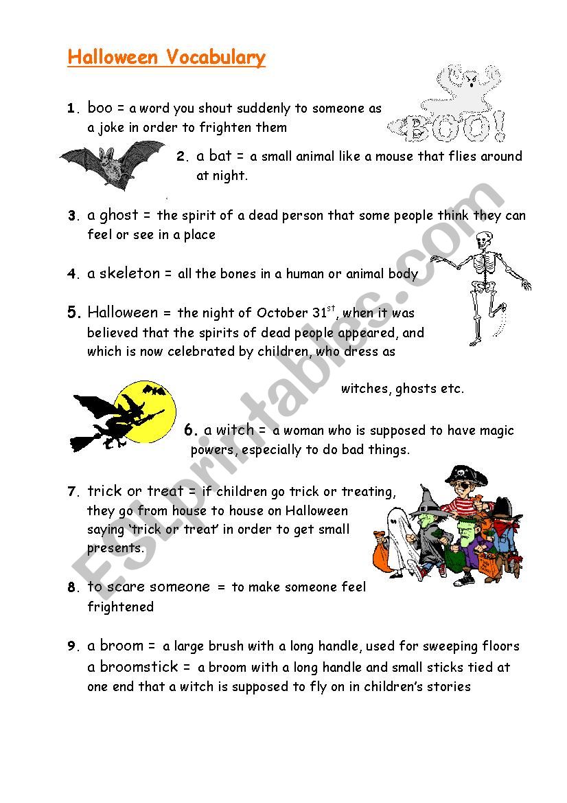 Halloween Vocabulary worksheet