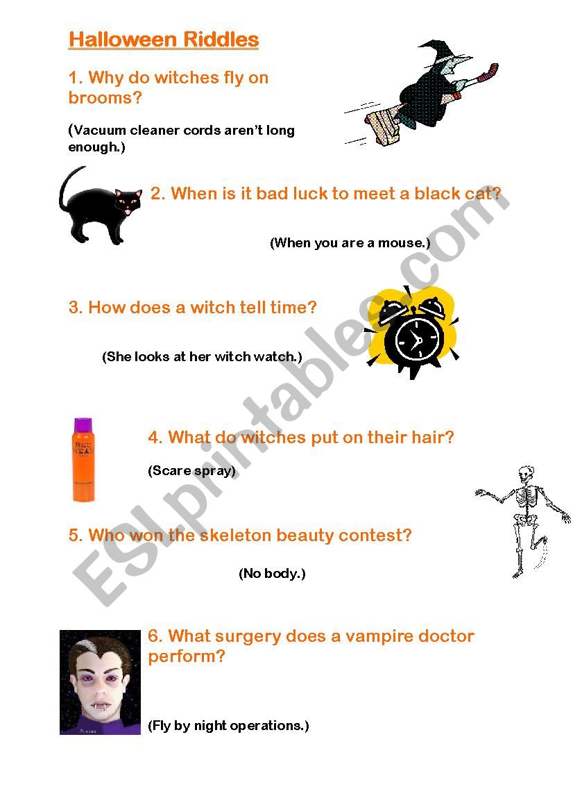 Halloween Riddles worksheet