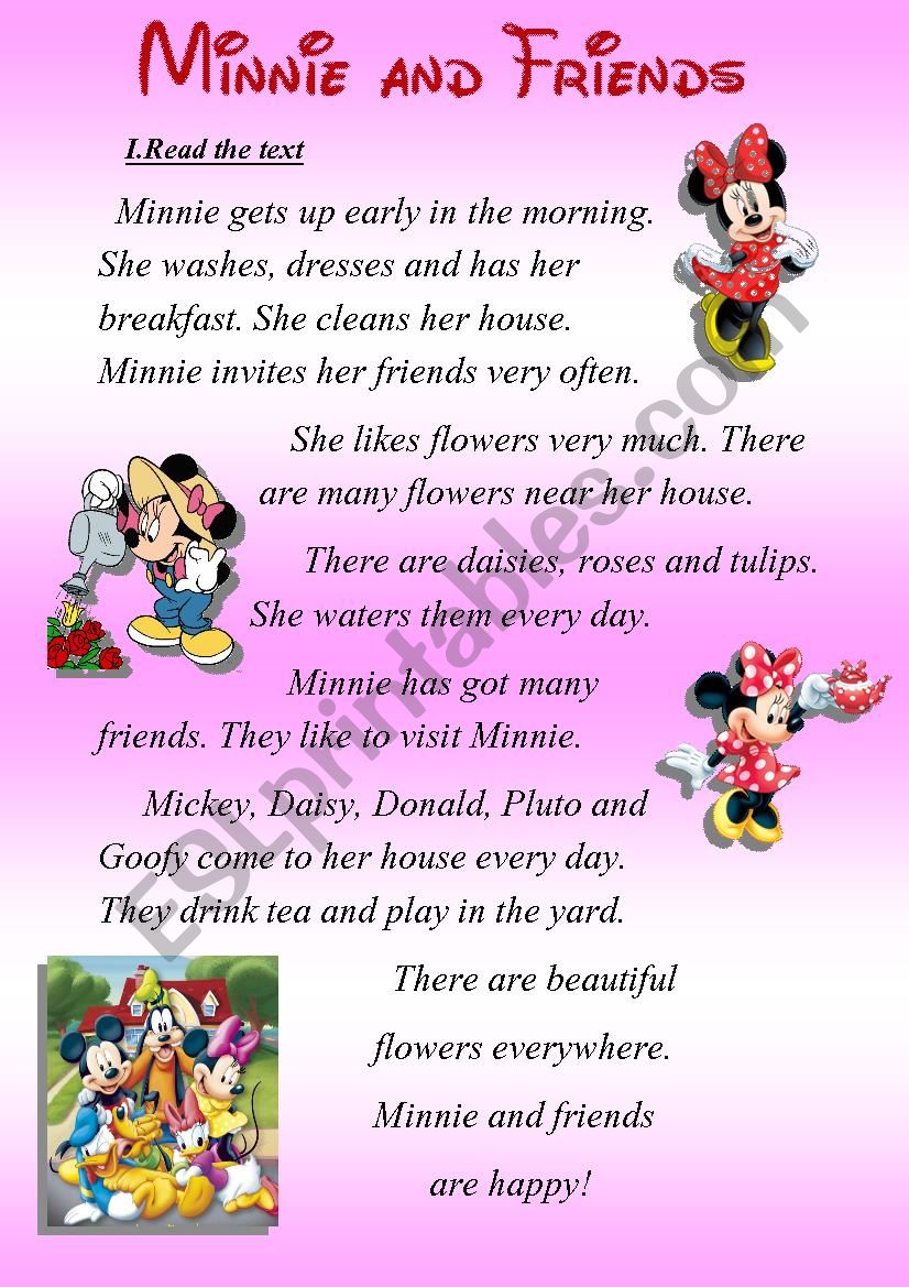 Minnie and friends worksheet