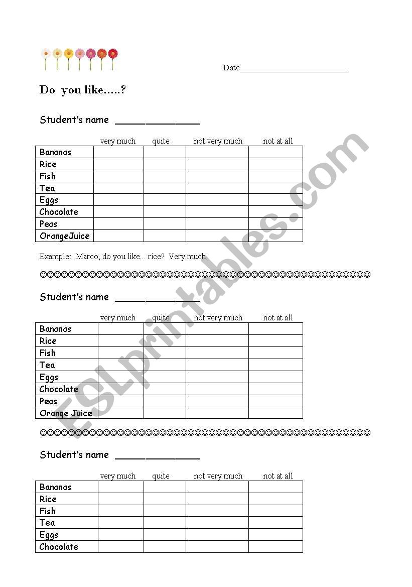 Do you like? worksheet