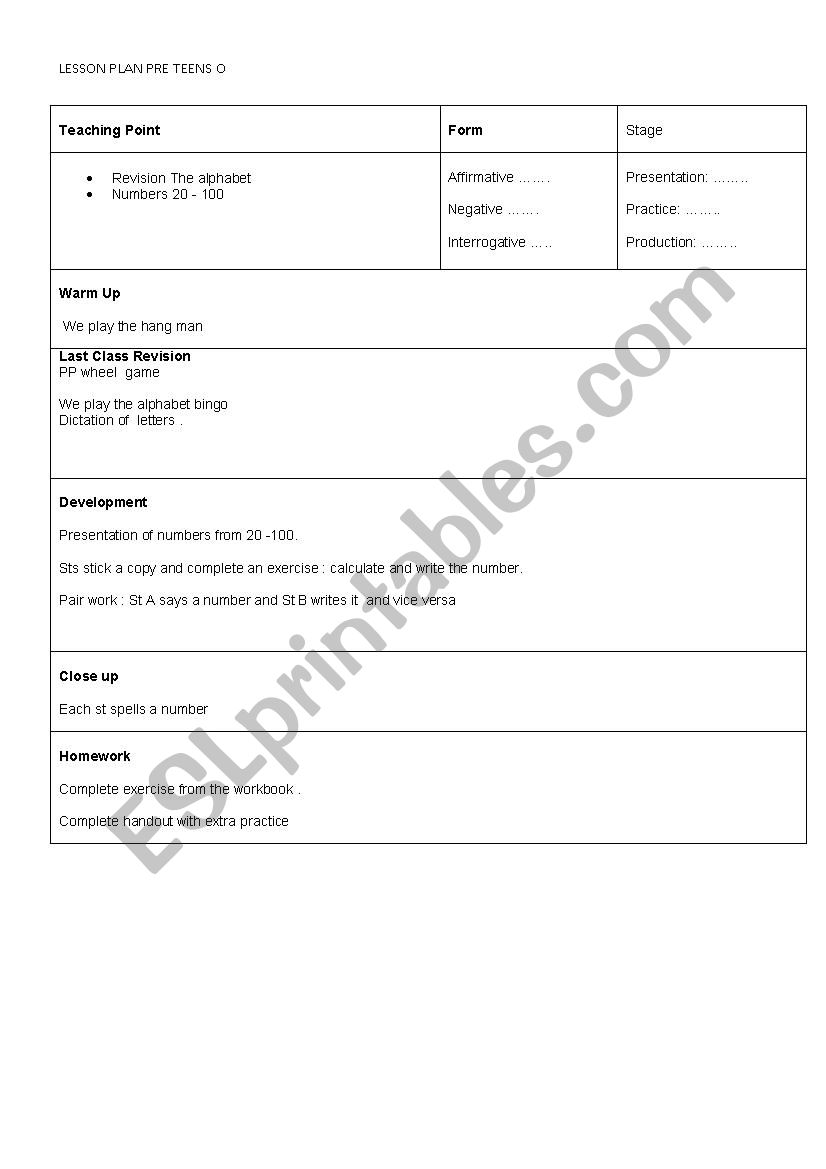 lesson plan worksheet