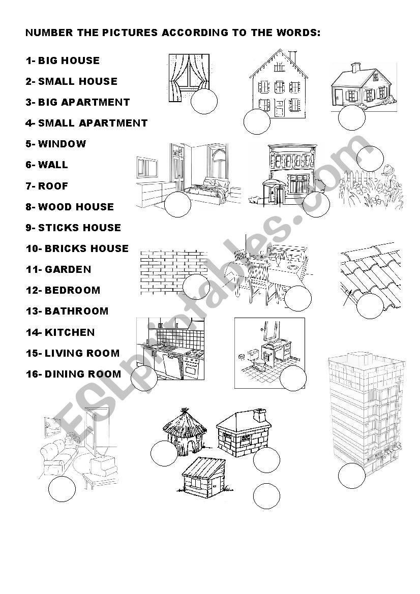 HOUSE VOCABULARY worksheet