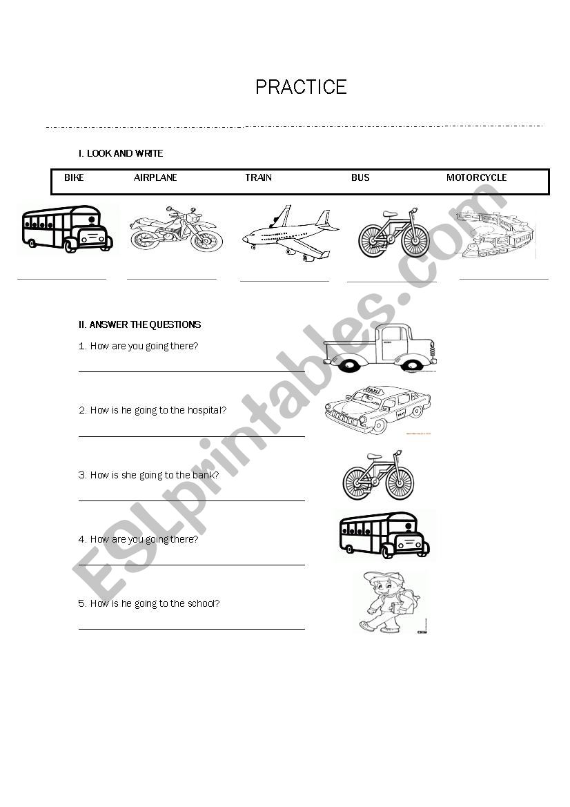 TRANSPORTATION worksheet