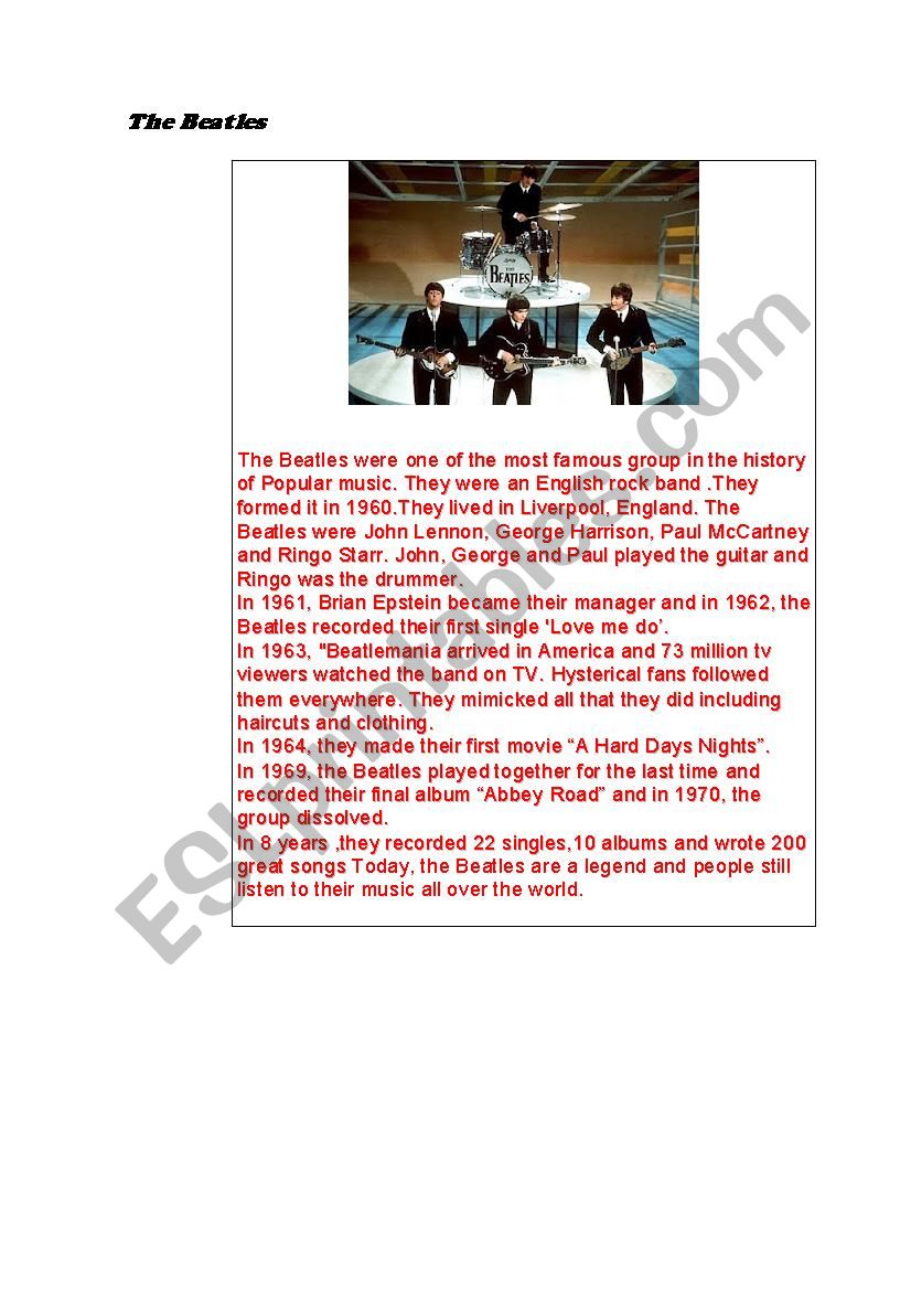 THE BEATLES worksheet