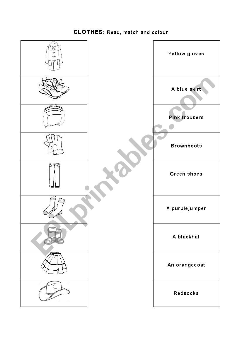 Clothes worksheet