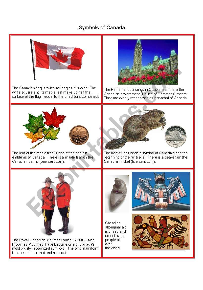 Canadian Symbols worksheet