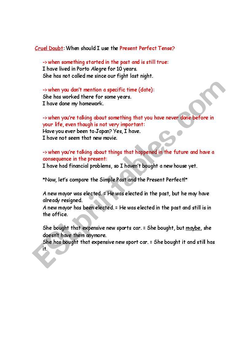 Easy explanation Present Perfect Tense