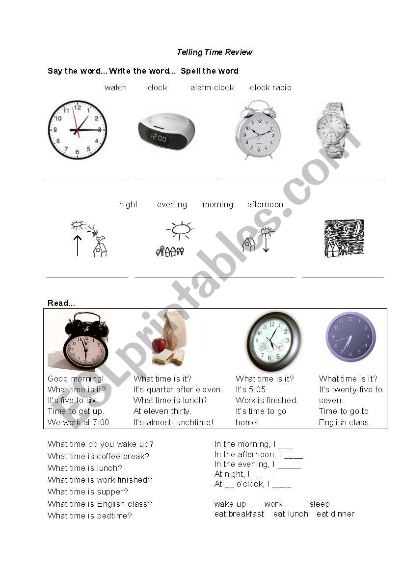 Telling Time worksheet