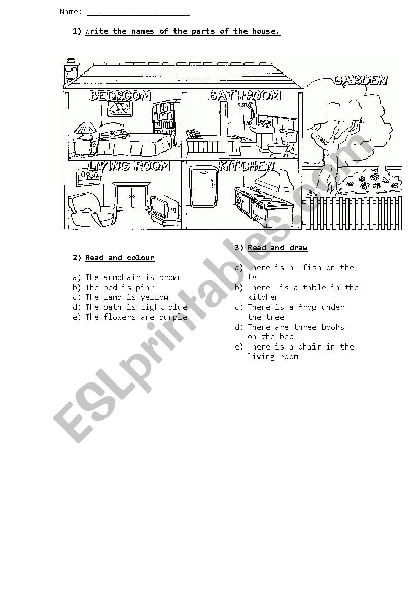 parts of the house worksheet