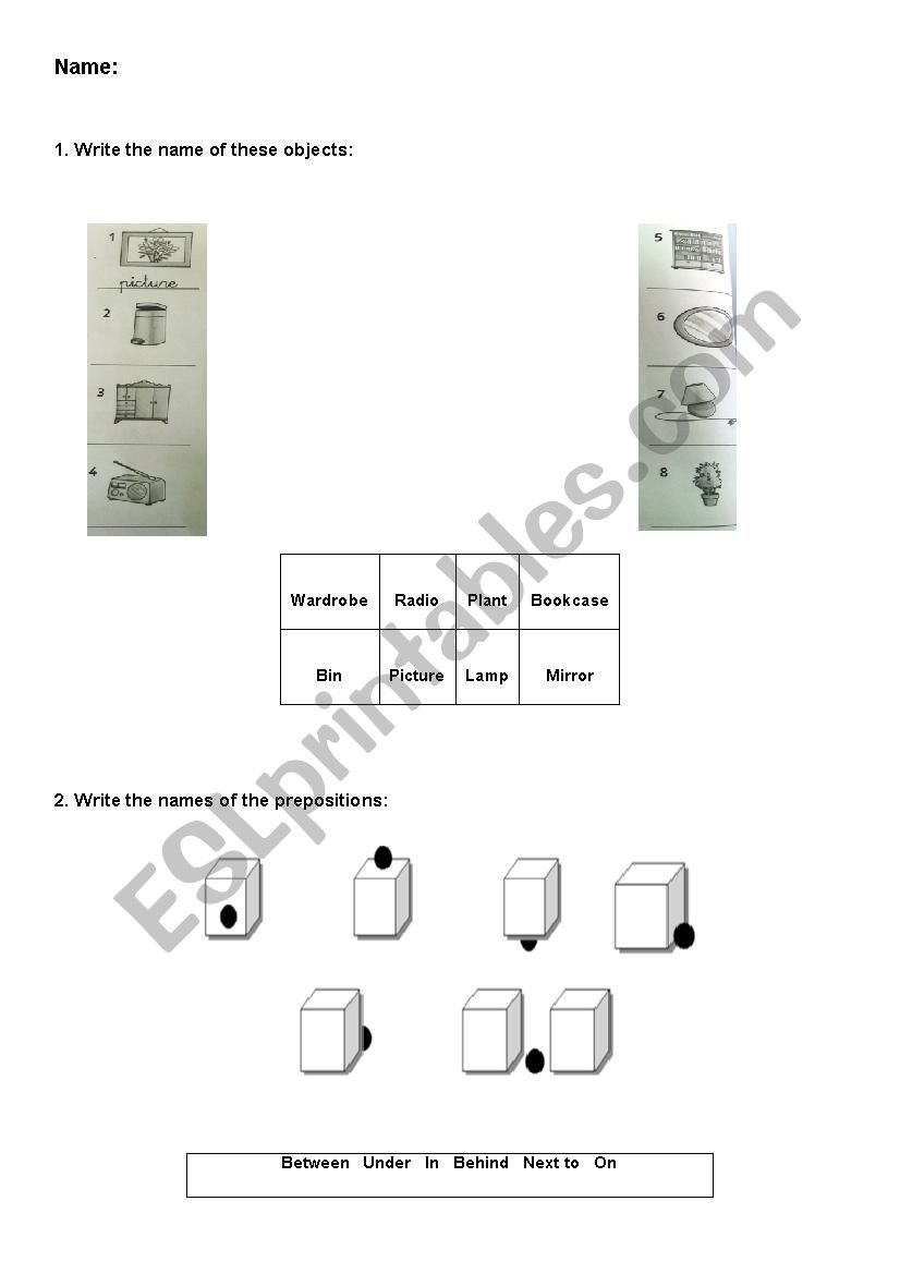 My bedroom worksheet