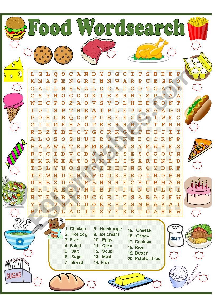 FOOD WORDSEARCH worksheet