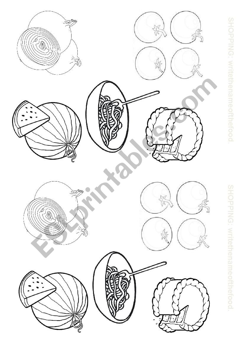 Shopping - name the food worksheet