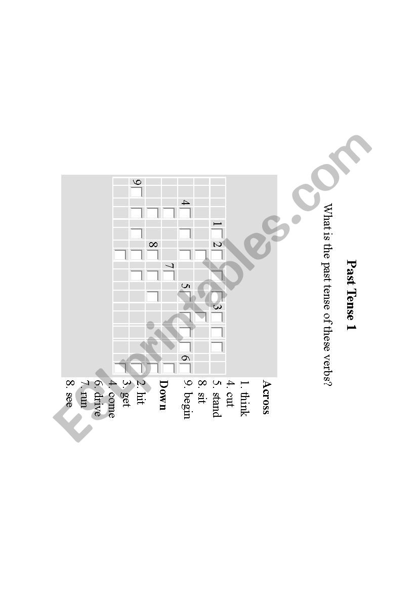 PUZZLE WORDS PAST TENSE worksheet