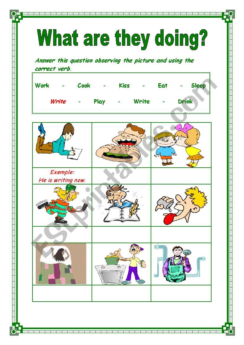 present continuous worksheet