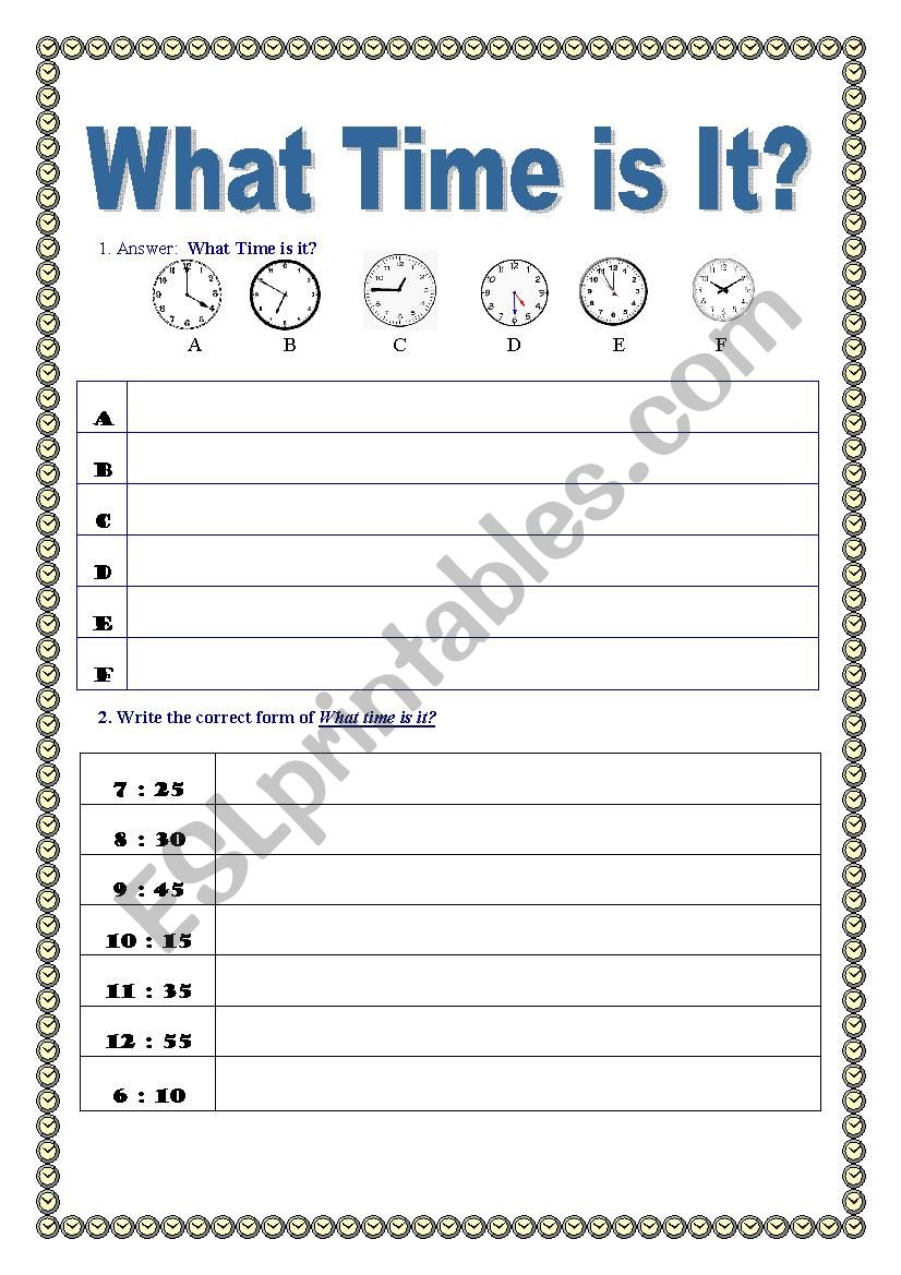 What time is it ? worksheet