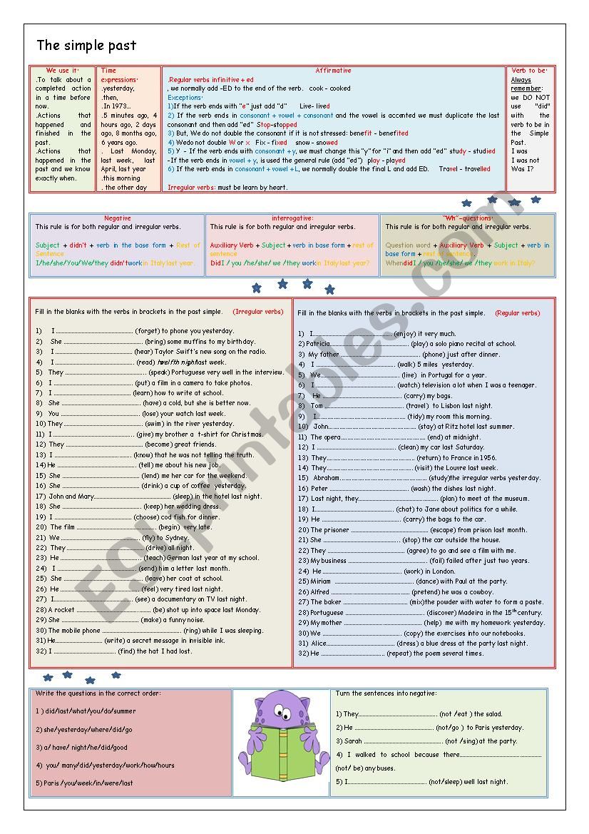 the simple past worksheet