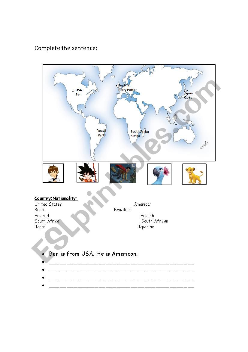 nations worksheet