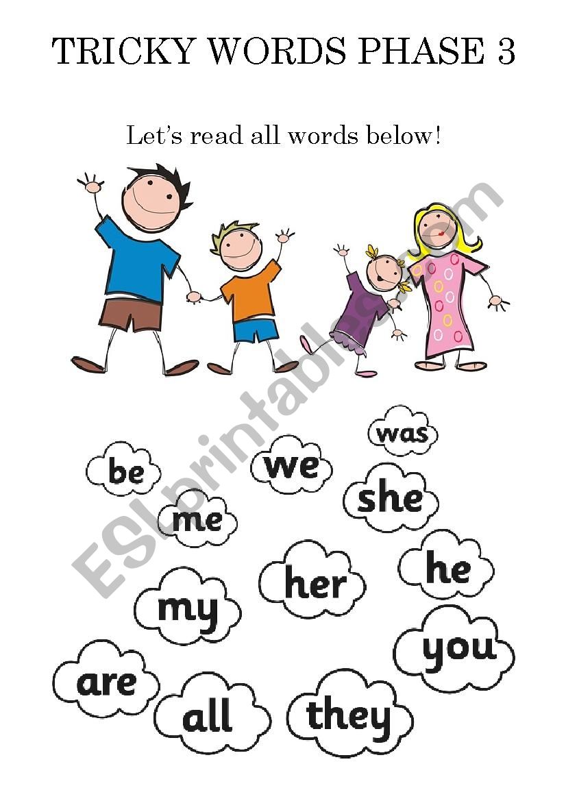 Tricky Words Phase 3 Reading Worksheet