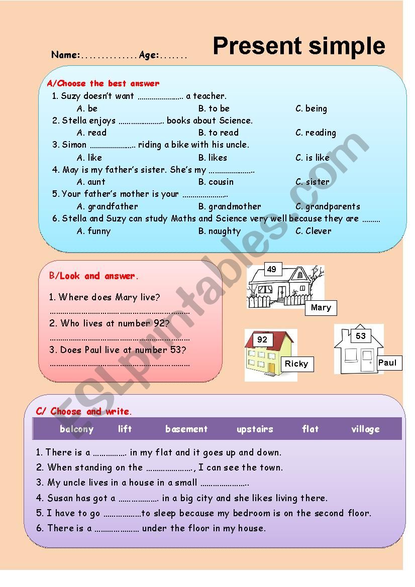 circle the correct answer worksheet