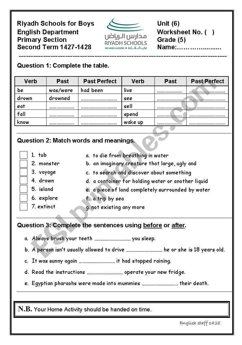 irregular verbs worksheet