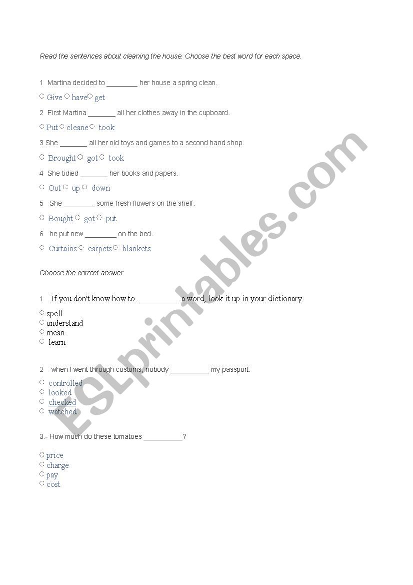 VOCABULARY worksheet